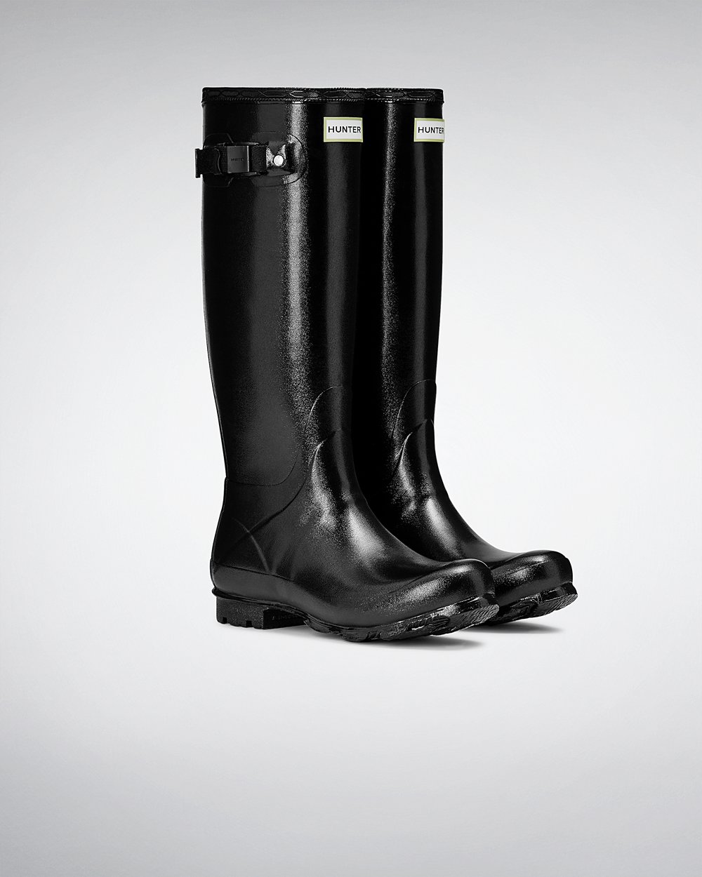 Womens Hunter Norris Field Gloss - Tall Rain Boots Black - 3547-EKOHG